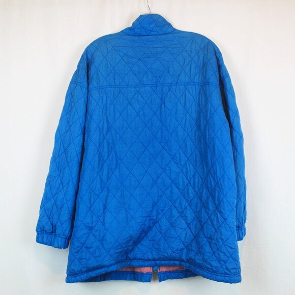 Vintage Carole Little Blue Quilted Silk Zip Up Home Coat Jacket - Picture 2 of 16